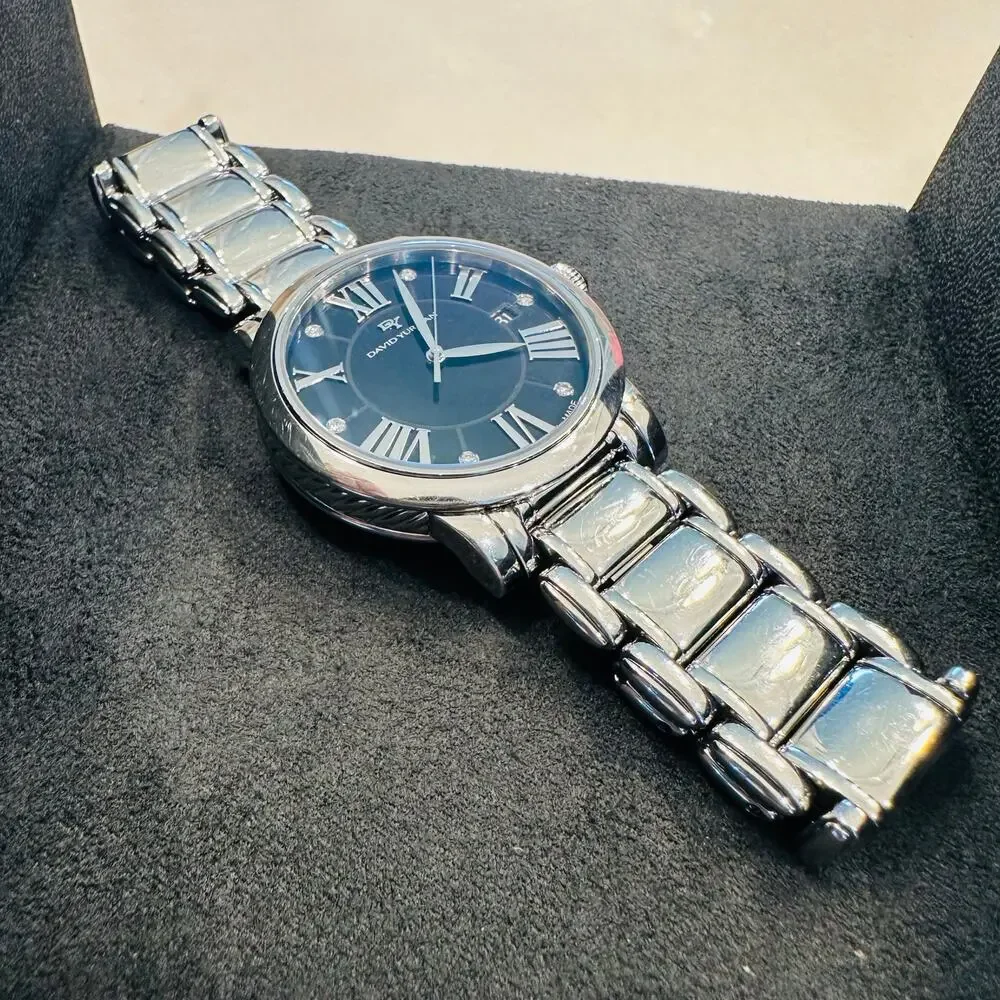 David Yurman Classic Watch Stainless Steel Black Mother of Pearl Dial 38mm